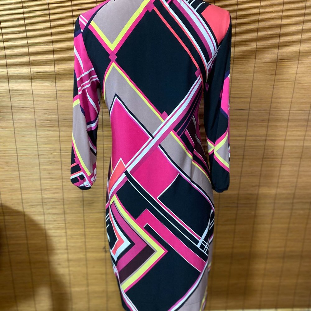 Cache Colorful Geometric 3/4 Sleeve Dress Size Small - Picture 5 of 6